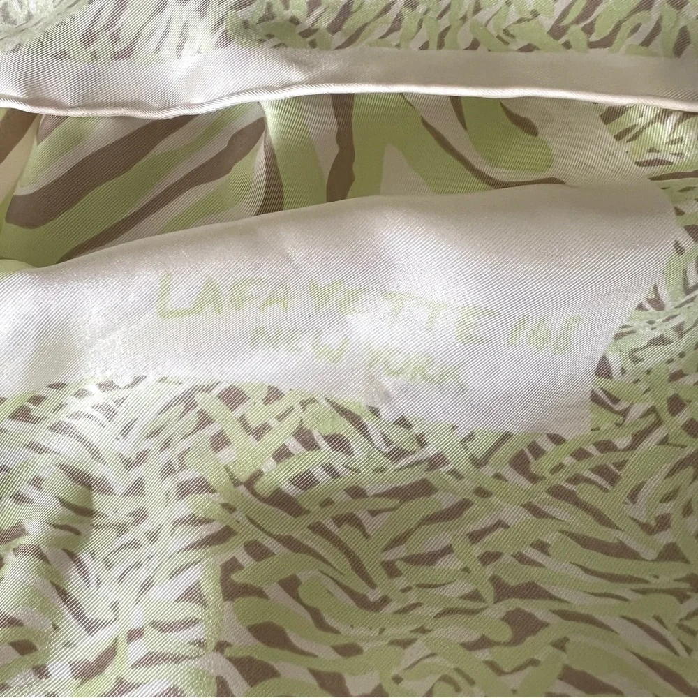 Lafayette 148 New York Green Cream Scarf